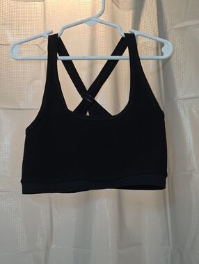 NUX Black Cross-Back Ribbed Sports Bra - Women Intimates